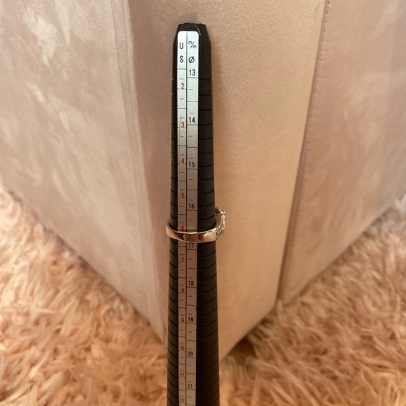 Round Diamond Square Halo sterling silver engagement ring size 6 7 8 New in box - Picture 8 of 10